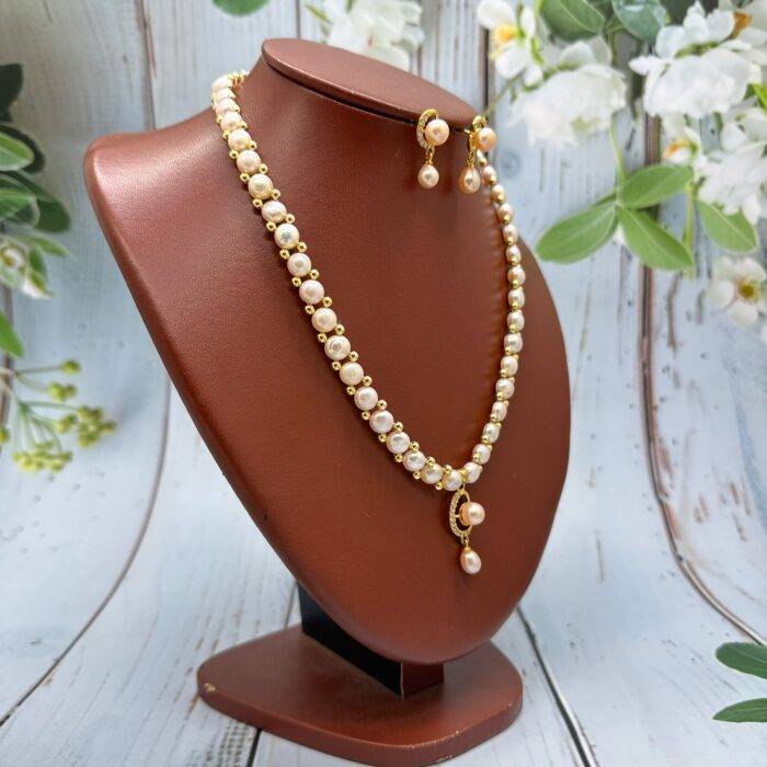 Button Pearl Necklace Set | Laxminarayan pearls - Image 3