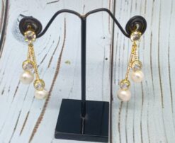 White Stone Pearl Earrings Laxminarayan Pearls
