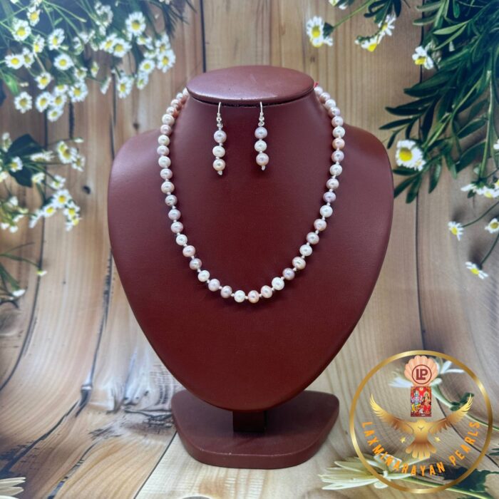 Single layer pearl necklace set