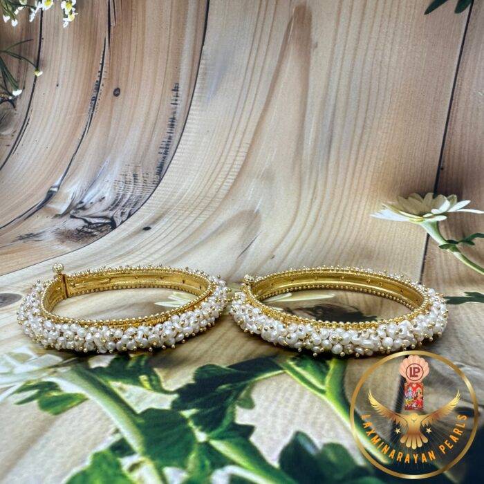 Beautiful Rice Pearls Sridevi Bangles | Laxminarayan Pearls - Image 2