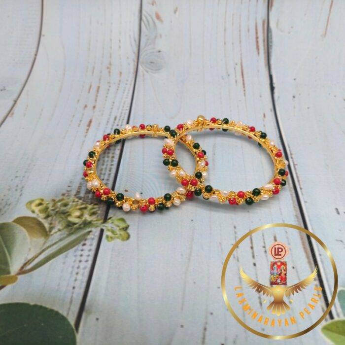 coral and pearl bangles