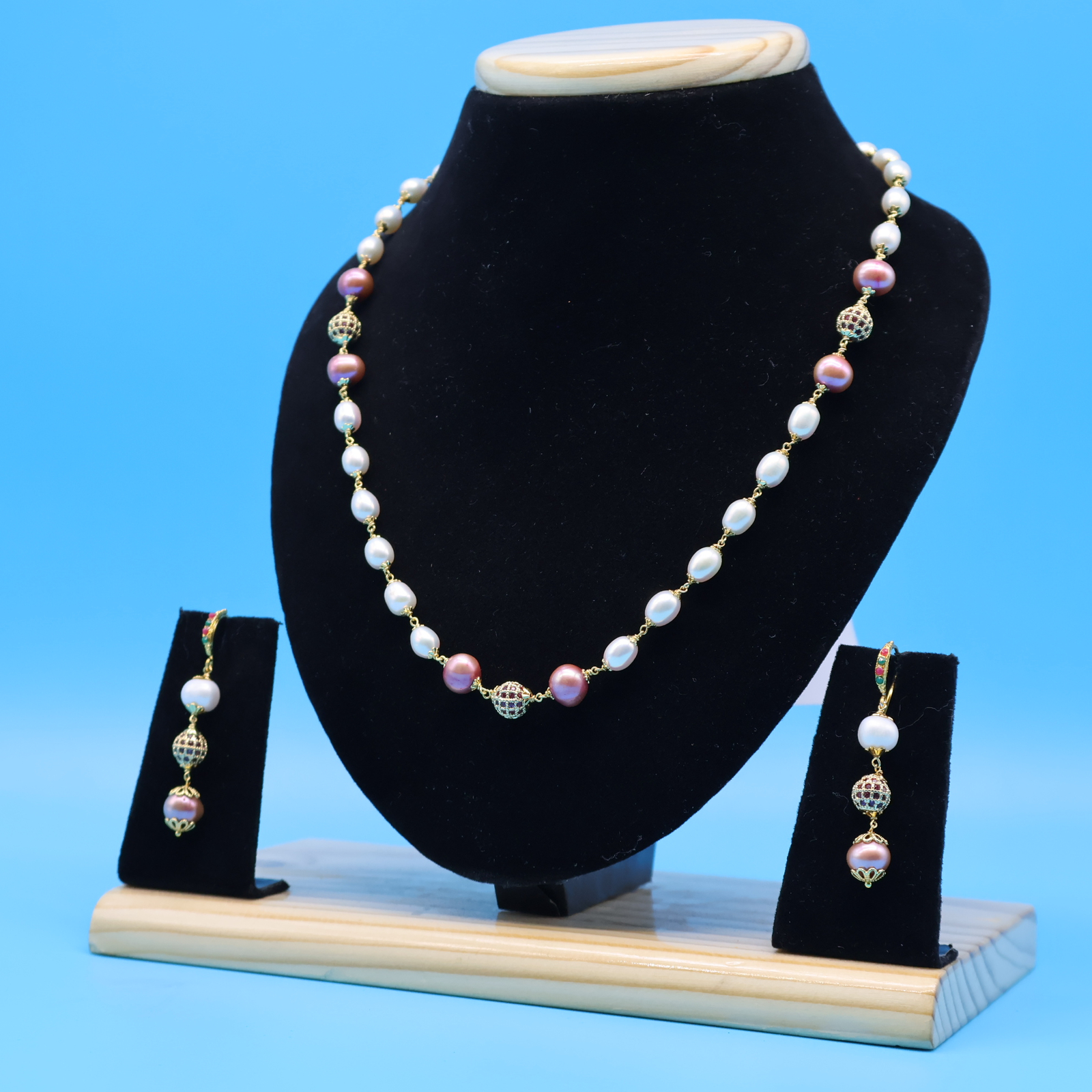 Ruby Stone Taar mala Necklace Set - Image 3