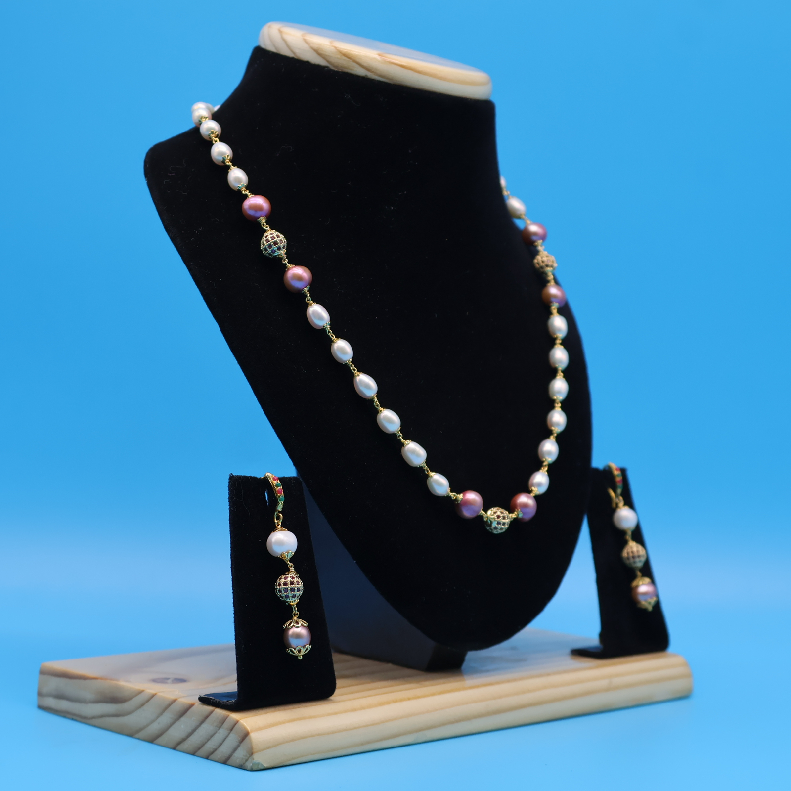 Ruby Stone Taar mala Necklace Set - Image 2