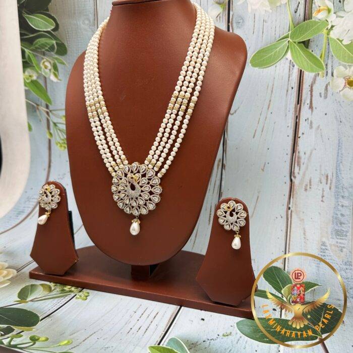 Four layer pendant pearl necklace Set | Laxminarayan Pearls - Image 3