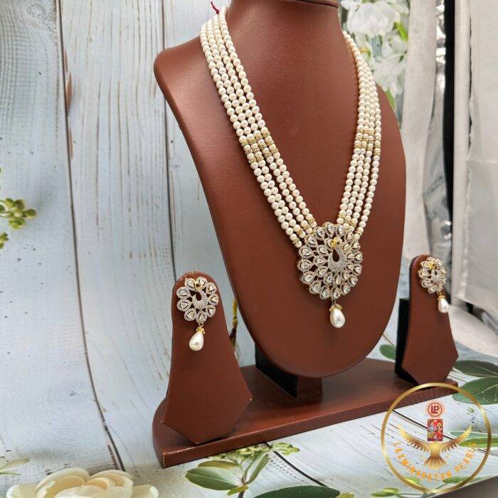 Four layer pendant pearl necklace Set | Laxminarayan Pearls - Image 2