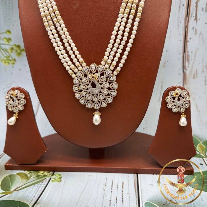 Four layer pendant pearl necklace Set | Laxminarayan Pearls - Image 4