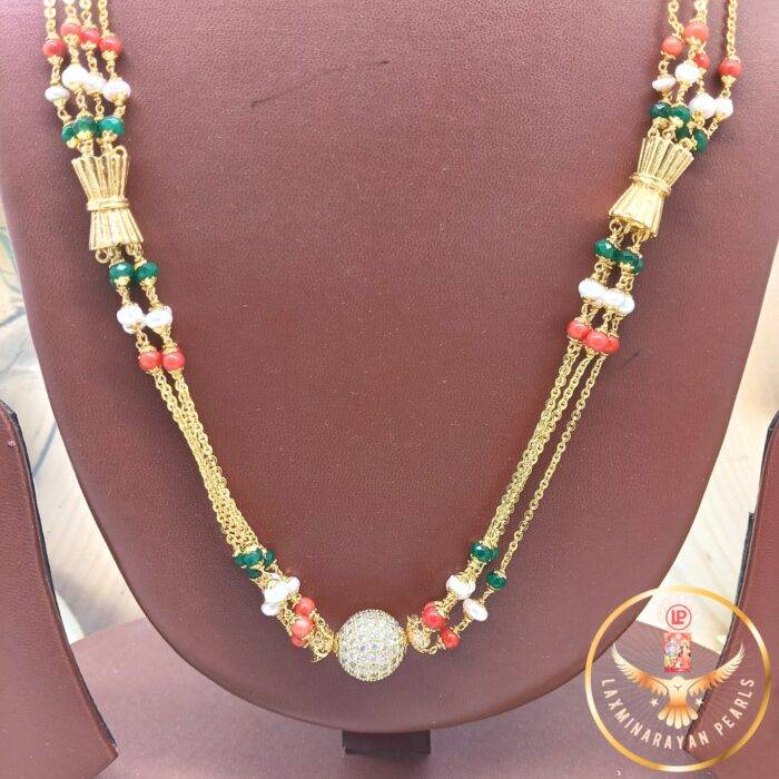 Real Pearl Taar Mala  Necklace Set | Laxminarayan Pearls - Image 3