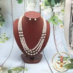Three-Layer Pearl Chakri Necklace