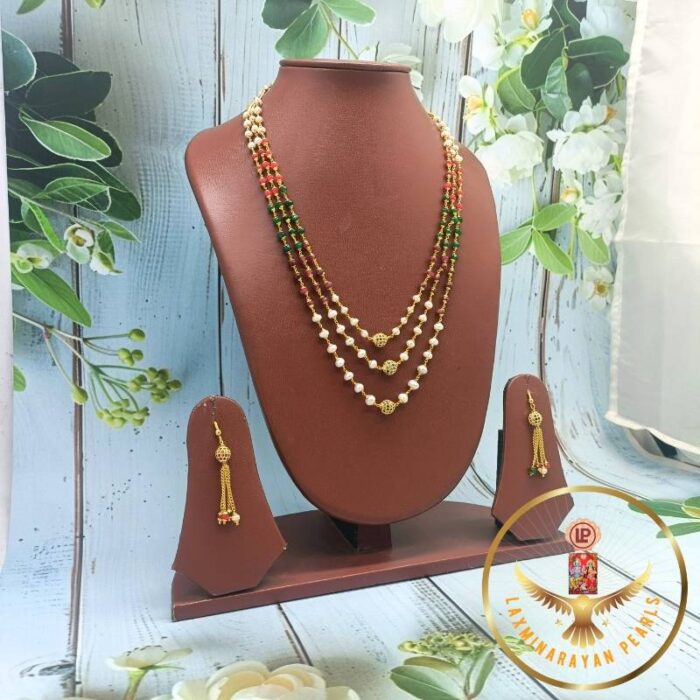 Multi colour pearl stone necklace | Laxminarayan Pearls - Image 2