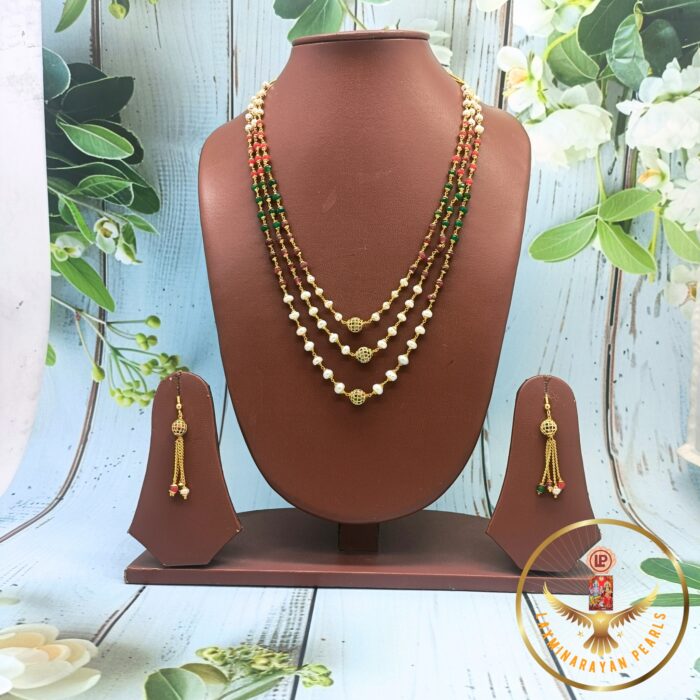 Multi colour pearl stone necklace | Laxminarayan Pearls