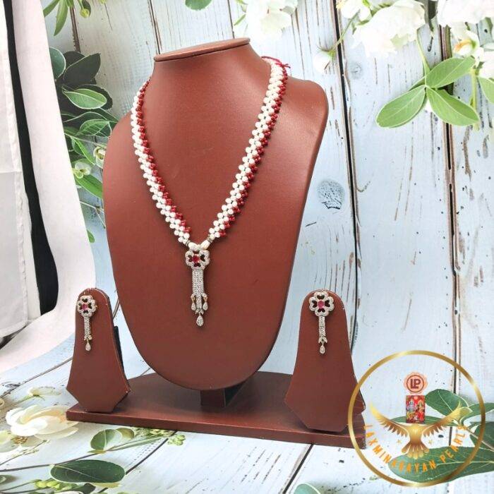 Dazzling Pearl Lace Necklace Set | Laxminarayan Pearls - Image 3