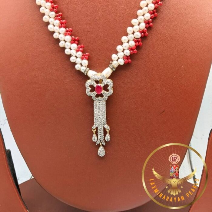 Dazzling Pearl Lace Necklace Set | Laxminarayan Pearls - Image 2