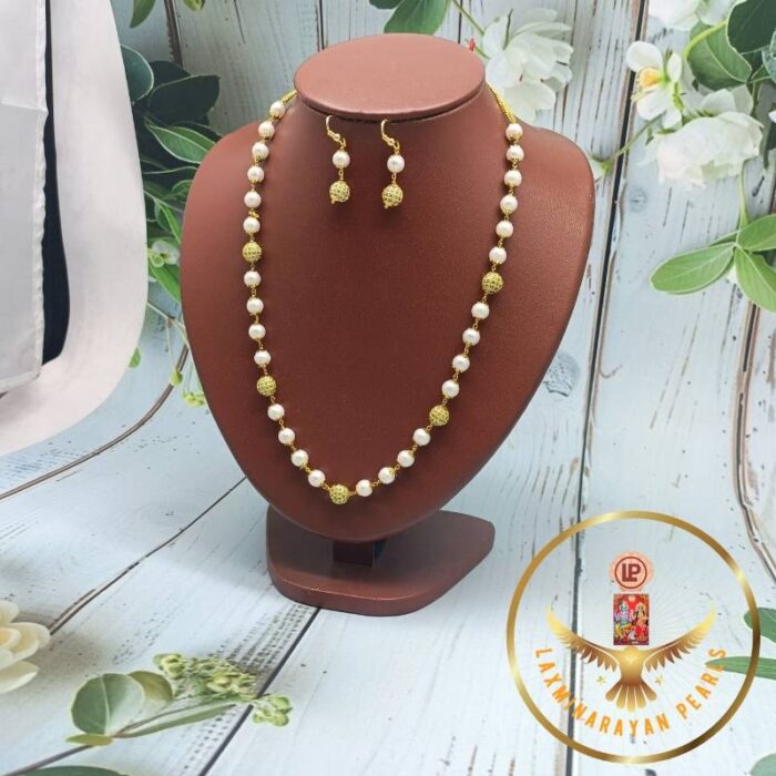 Luxurious CZ pearl necklace Set | Laxminarayan Pearls - Image 3