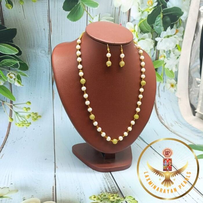 Luxurious CZ pearl necklace Set | Laxminarayan Pearls - Image 2