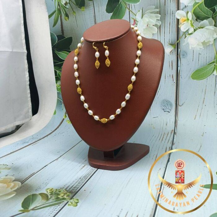 Timeless oval pearl nakshi necklace set | Laxminarayan pearls - Image 3