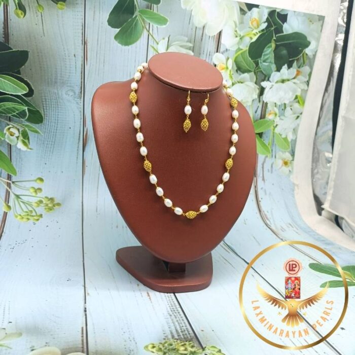 Timeless oval pearl nakshi necklace set | Laxminarayan pearls - Image 2