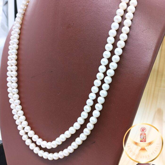 Refined Two Layered simple pearl necklace | Laxminarayan Pearls - Image 3