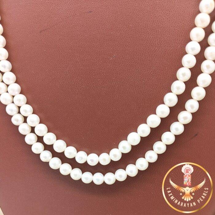 Refined Two Layered simple pearl necklace | Laxminarayan Pearls - Image 4