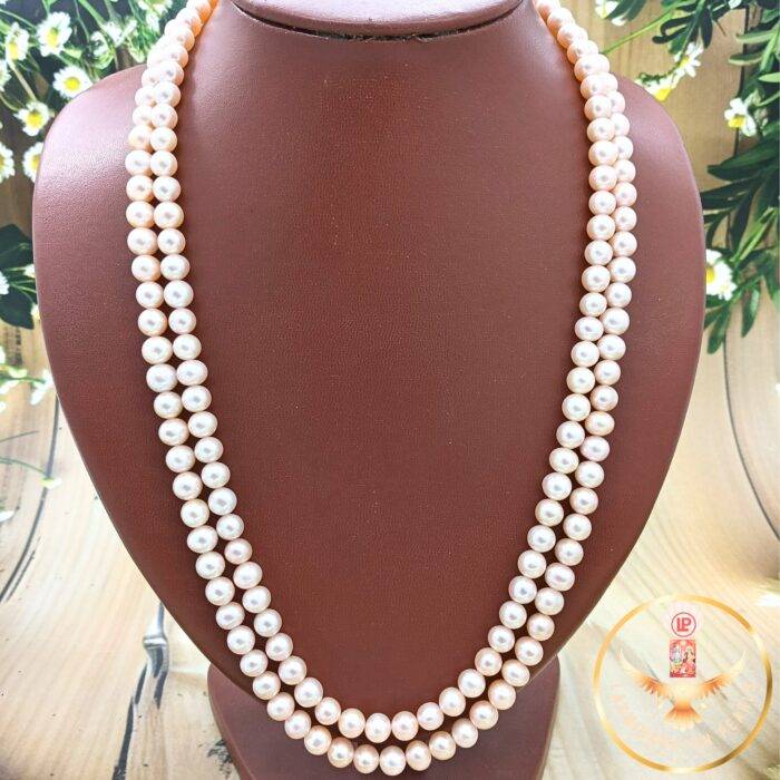 pink pearl necklace multi strand
