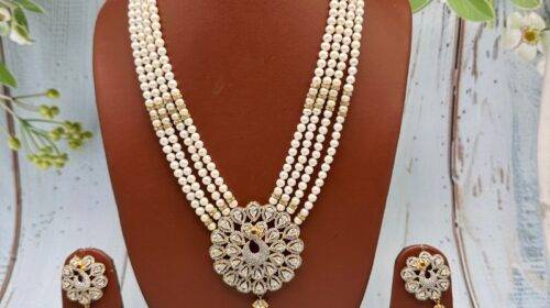 Four layer pendant pearl necklace Set | Laxminarayan Pearls