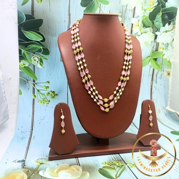 Elegant CZ Pearl necklace set  | Laxminarayan Pearls - Image 3