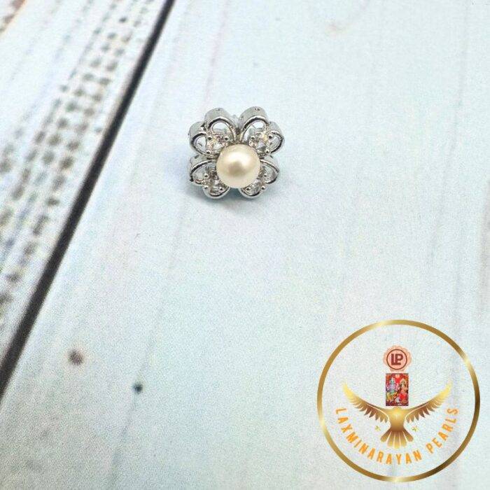 Classic Silver Plated Flower Studs | Laxminarayan Pearls - Image 4