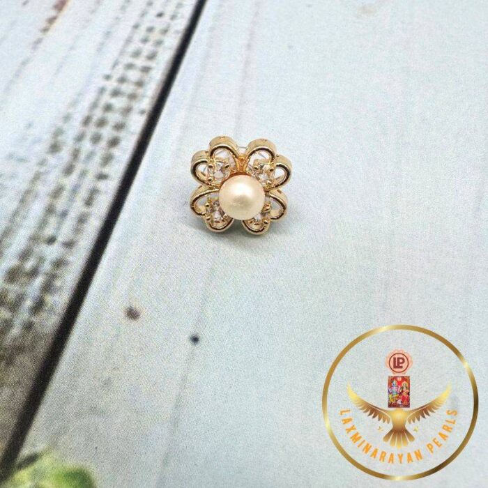 Prestigious Gold Plated Flower Stud Earrings | Laxminarayan Pearls - Image 4