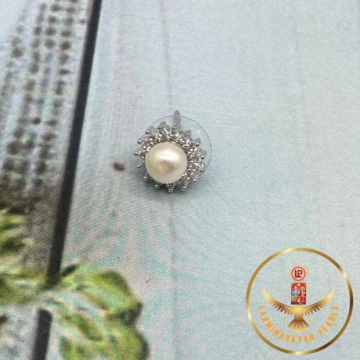 precious Silver Plated Stud Earrings | Laxminarayan Pearls - Image 3