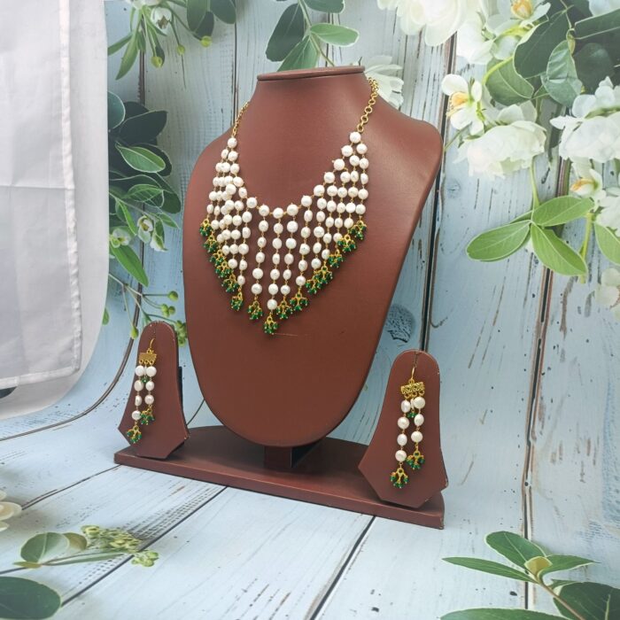 Elegant Button Pearl Necklace Set | Laxminarayan Pearls - Image 3