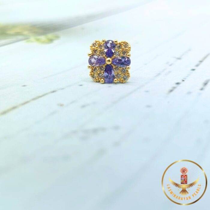 Elegant Purple Stone Stud Earrings | Laxminarayan Pearls - Image 3