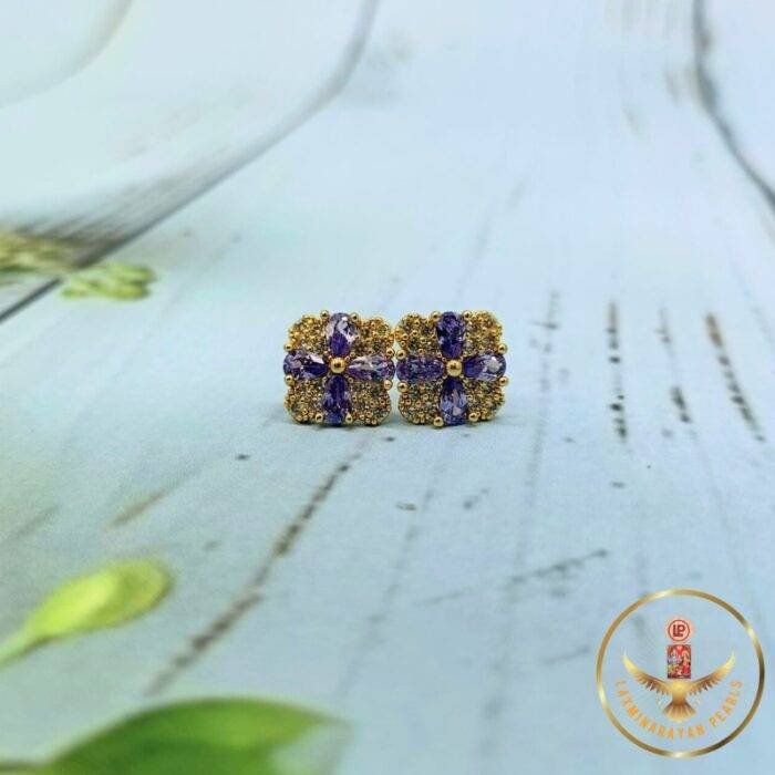 Purple Stone Stud Earrings