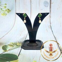 Green Stone Pearls Earrings