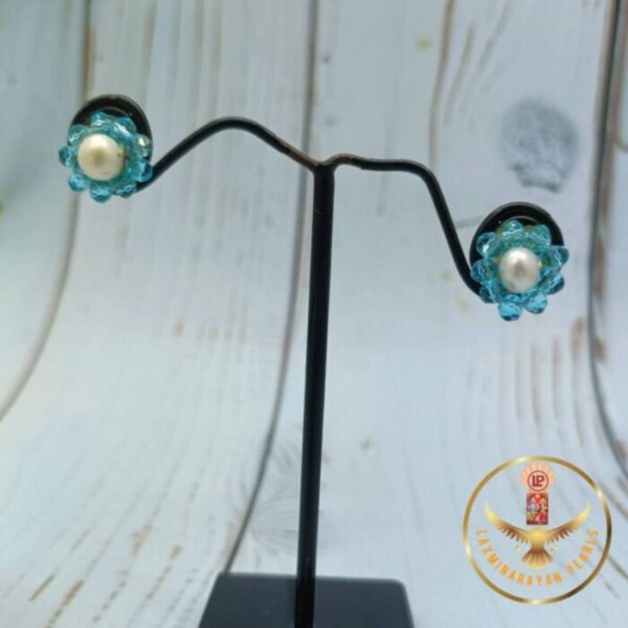 Royal Blue Stone Studs | Laxminarayan Pearls - Image 2