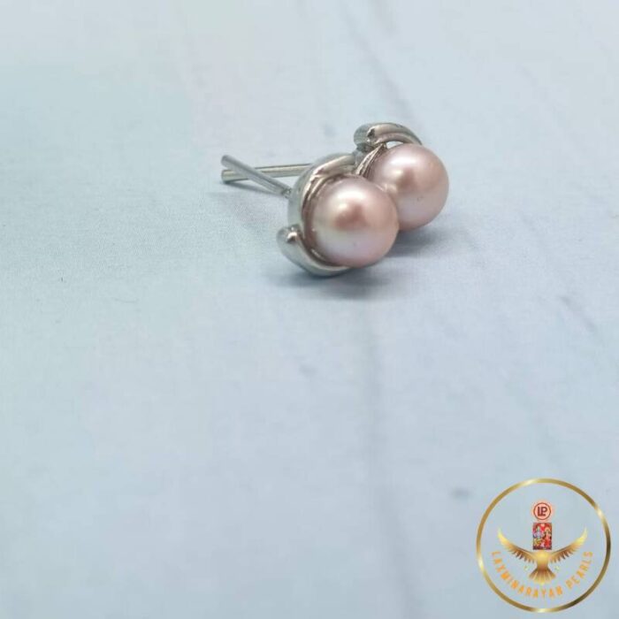 Pink Pearls Stud Earrnings | Laxminarayan Pearls - Image 2