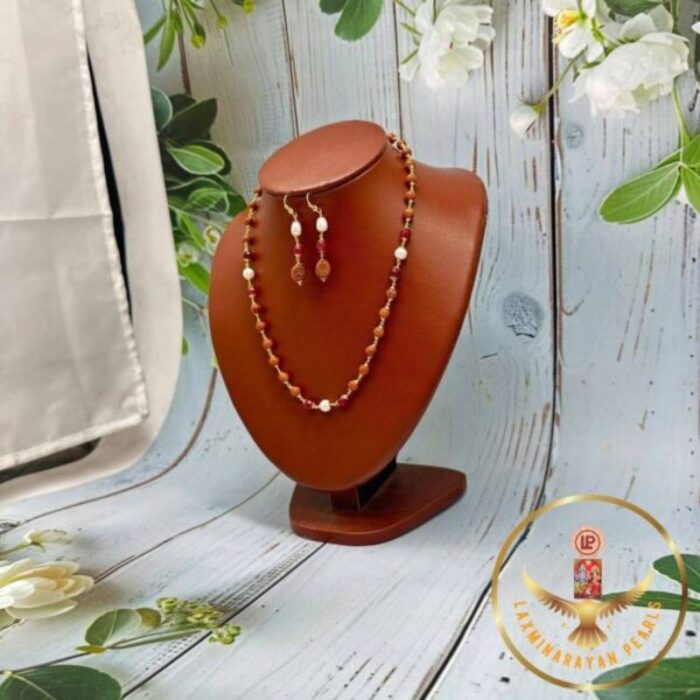 Real Pearls Rosary Necklace Set  | Laxminarayan Pearls - Image 3