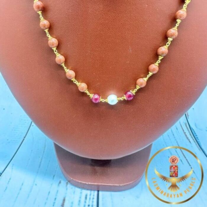 Real Pearls Rosary Necklace Set  | Laxminarayan Pearls - Image 4