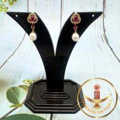 Maroon Pearls drop Earrings
