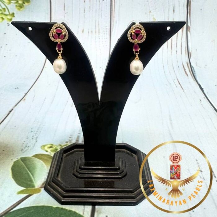 Maroon Pearls drop Earrings