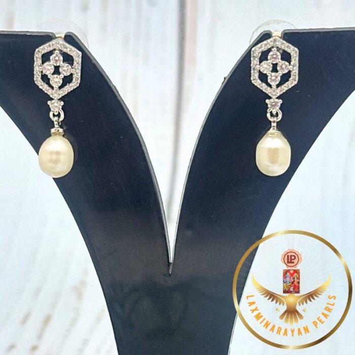 Silver Plated Pearls Earrings | Laxminarayan Pearls - Image 4