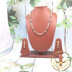 Grey White Round pearls Necklace Set