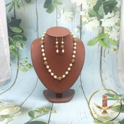 CZ Oval Pearl Necklace Set