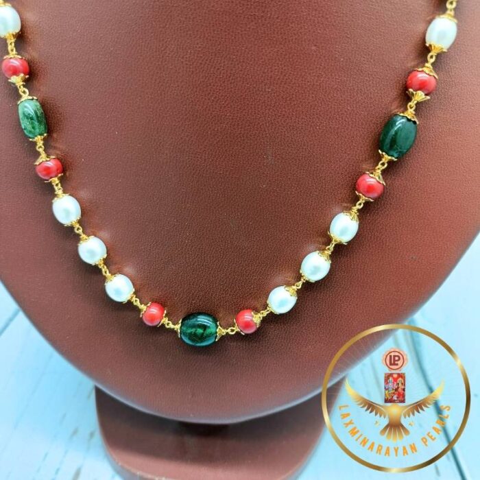 Emrold Ruby Pearls Necklace Set | Laxminarayan Pearls - Image 4