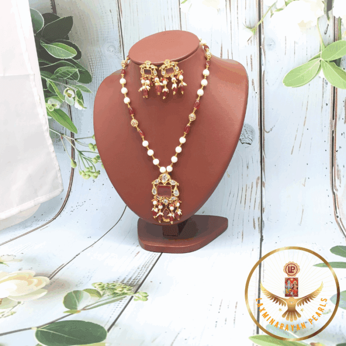 Prestige Ruby pendant Pearl Necklace Set | Laxminarayan Pearls - Image 2