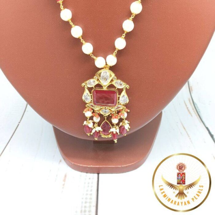 Prestige Ruby pendant Pearl Necklace Set | Laxminarayan Pearls - Image 4