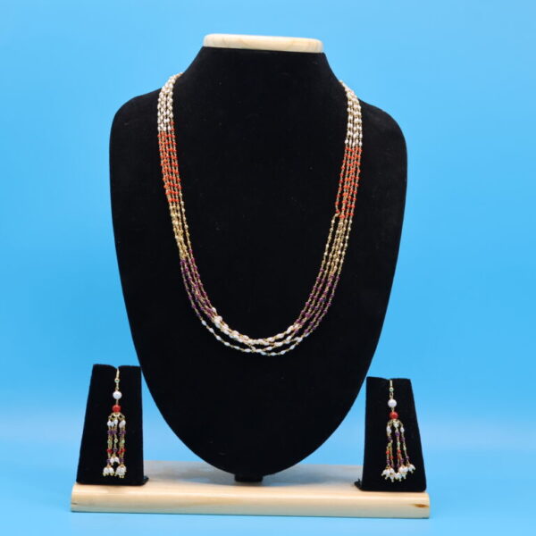 Alternative view of Mlti layer Rice Pearl Taar mala Necklace Set