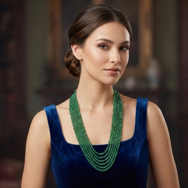 Natural Emerald layered necklace