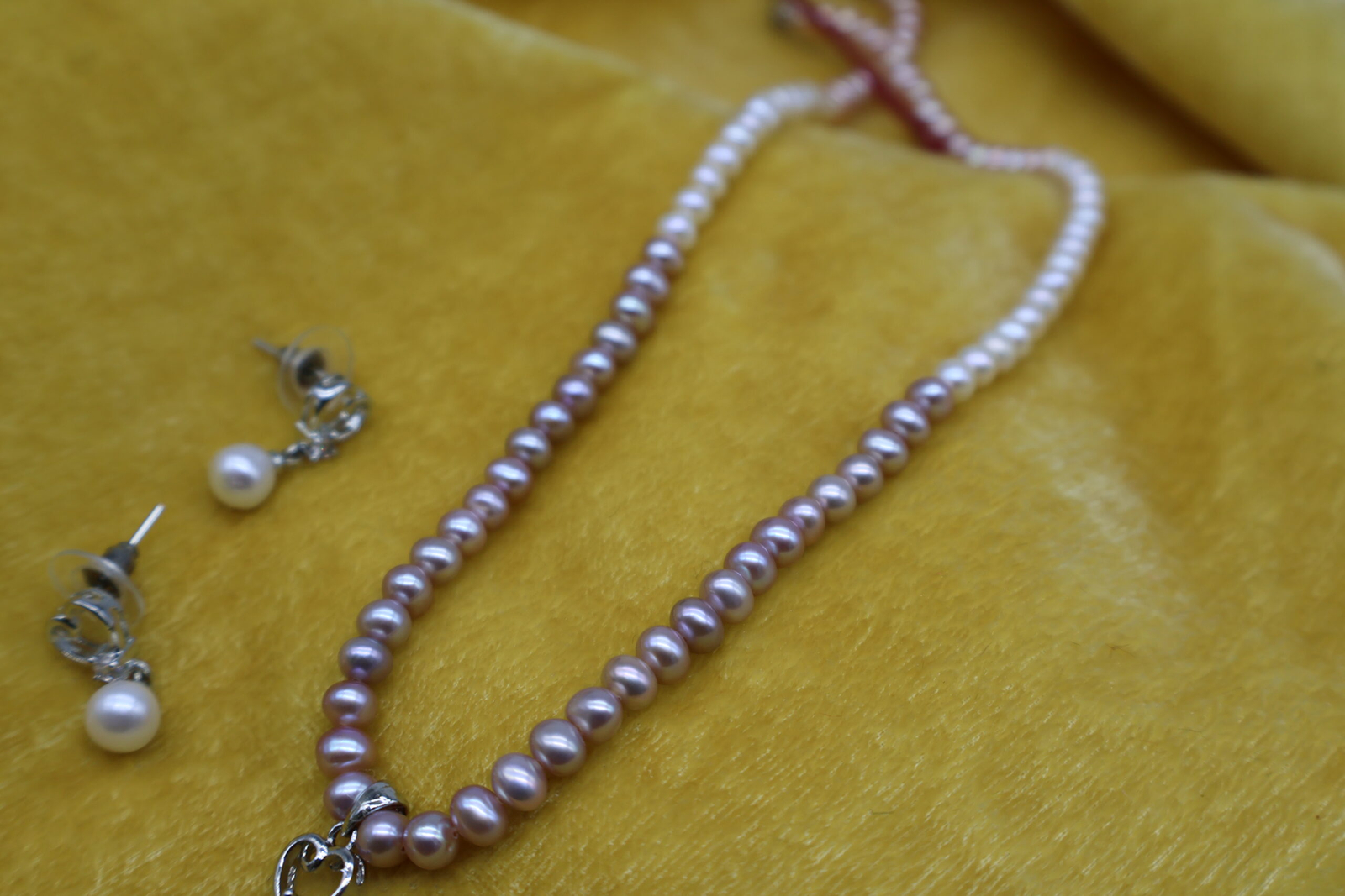 Pink Pearl Necklace Set - Image 3