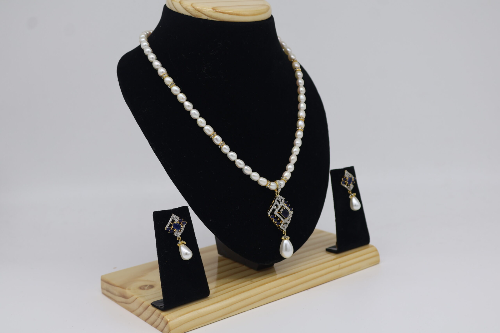 CZ pendant pearl necklace set - Image 2