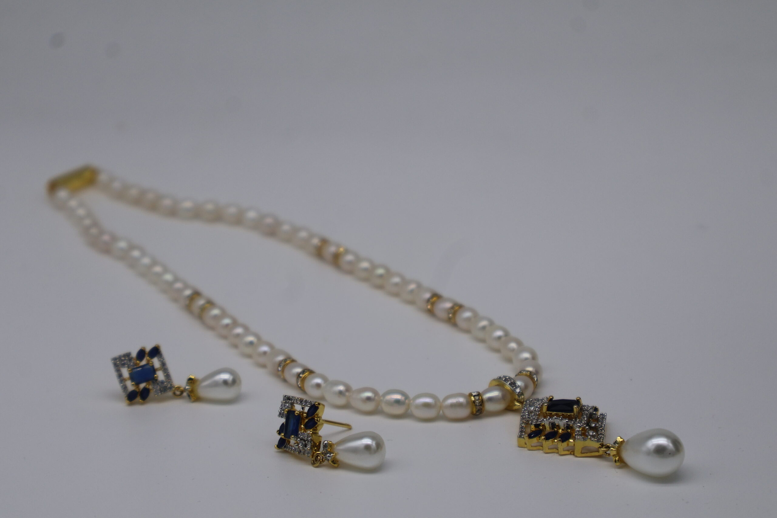 CZ pendant pearl necklace set - Image 3