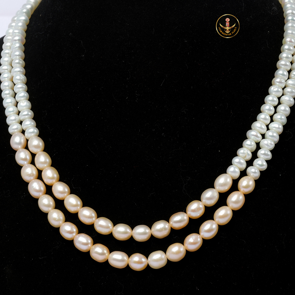 Graduation Oval pearl Plain Necklace Set - Image 3